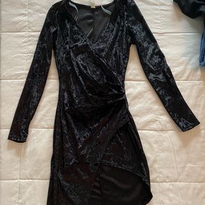 Black Velvet Asymmetrical Dress